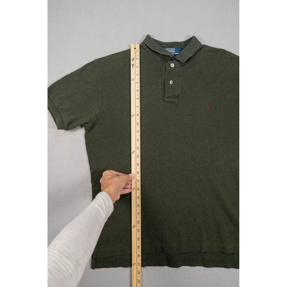 Polo Ralph Lauren Mens Medium Olive Green Heather Short Sleeve Polo Shirt USA